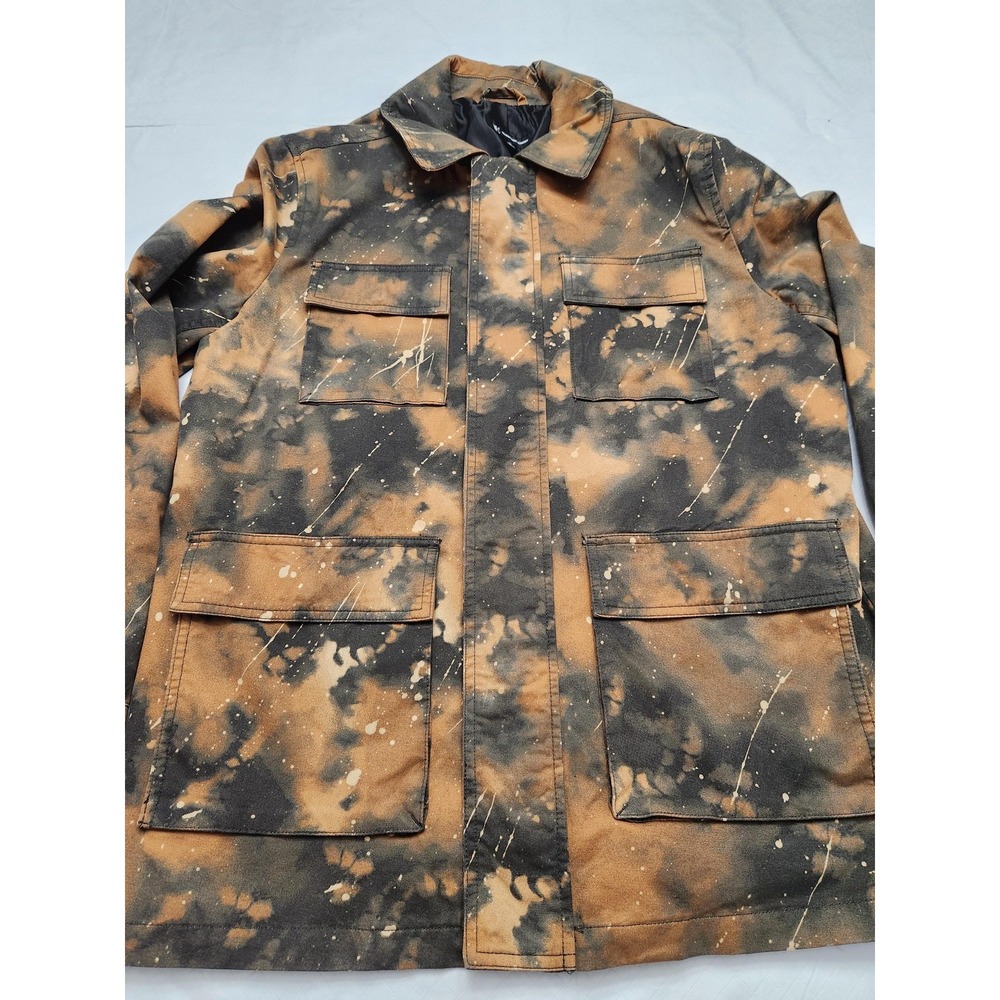 INC International Concepts Jacket Mens Medium Brown Camo Canvas Military Field - Picture 2 of 12